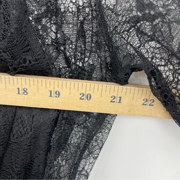 Mia Black lace slip dress bell sleeve belted Sz S 100% silk sz 46 US 12 - Picture 8 of 9